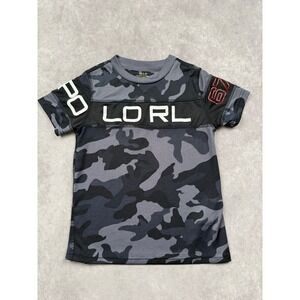 Polo Ralph Lauren Boys Size 5 Camo Performance Stretch Athletic Shirt Gray Black